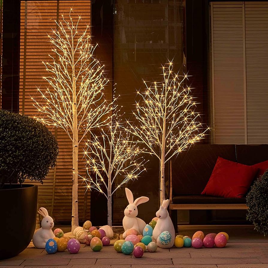 Amazon.com: Hairui Pre Lit Birch Tree 2 Pack 6FT 128 Warm