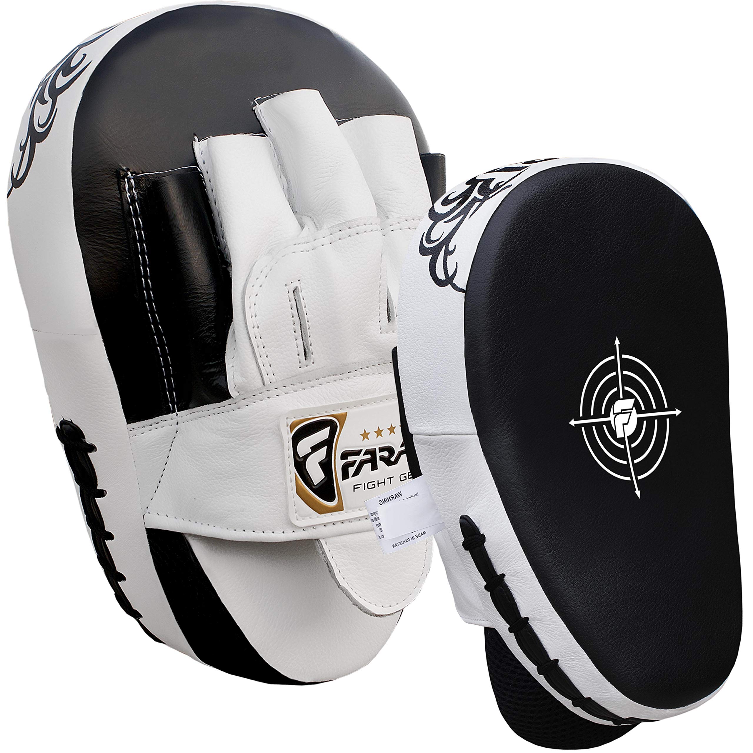 Farabi Sports Manoplas Boxeo Cuero Curvo paos Boxeo - Manoplas de Boxeo Entrenamiento de Kickboxing de Artes Marciales de MMA Muay Thai Almohadillas Boxeo
