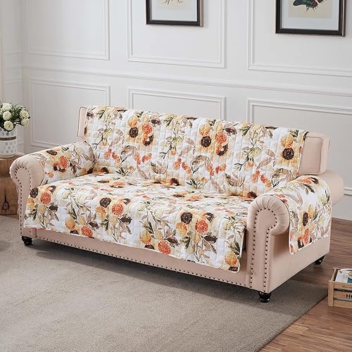 Greenland Home Somerset - Funda acolchada reversible para muebles, sofá, 127 pulgadas de ancho x 77 pulgadas de largo, color dorado