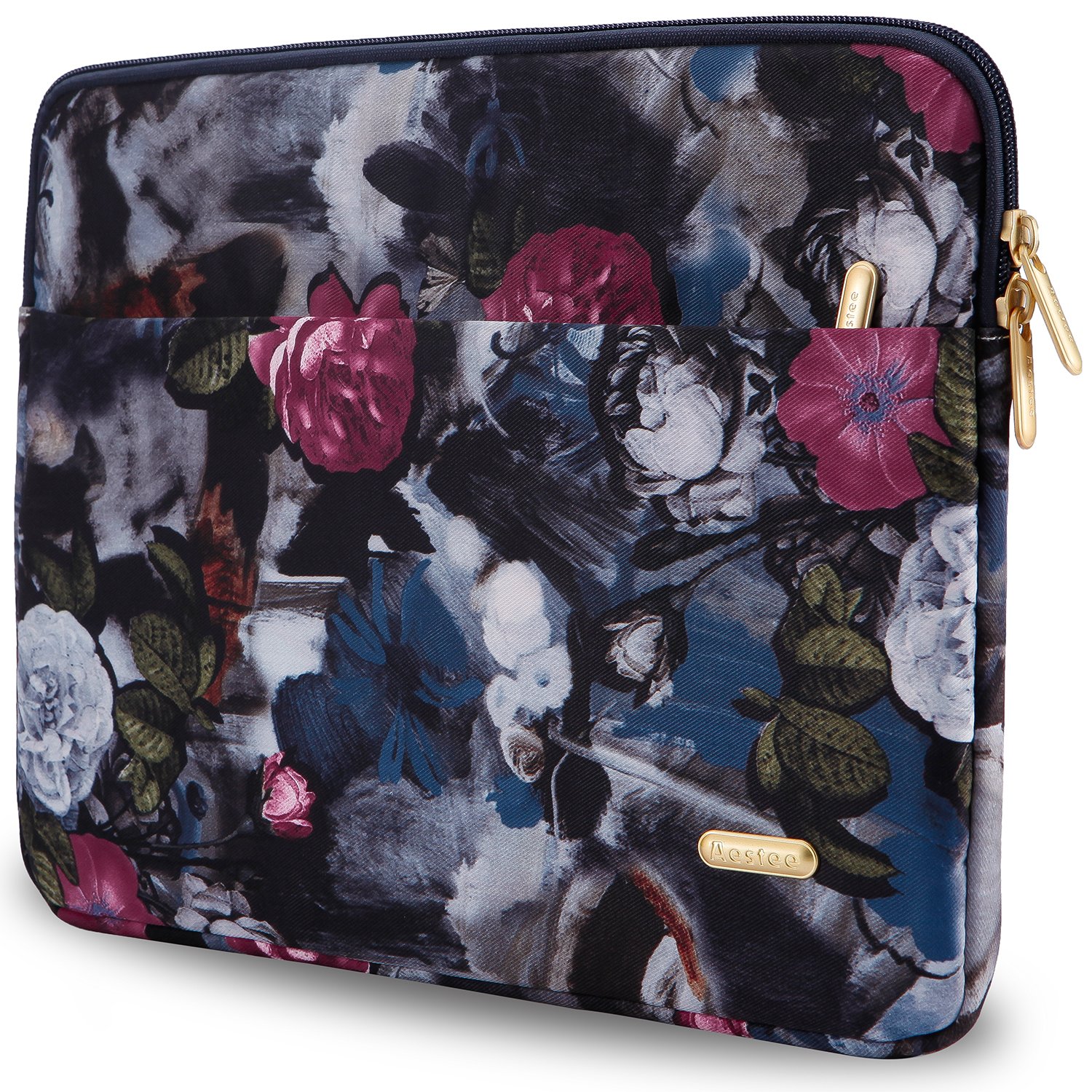 Aestee 13-13.3 Canvas Fabric Water-Resistant Laptops Sleeve Case for New MacBook Pro 2016 13.3-inch & MacBook Air 13 Inch Retina Display & Up to 13.3 Inch Laptop Protective Bag, Vintage Flower