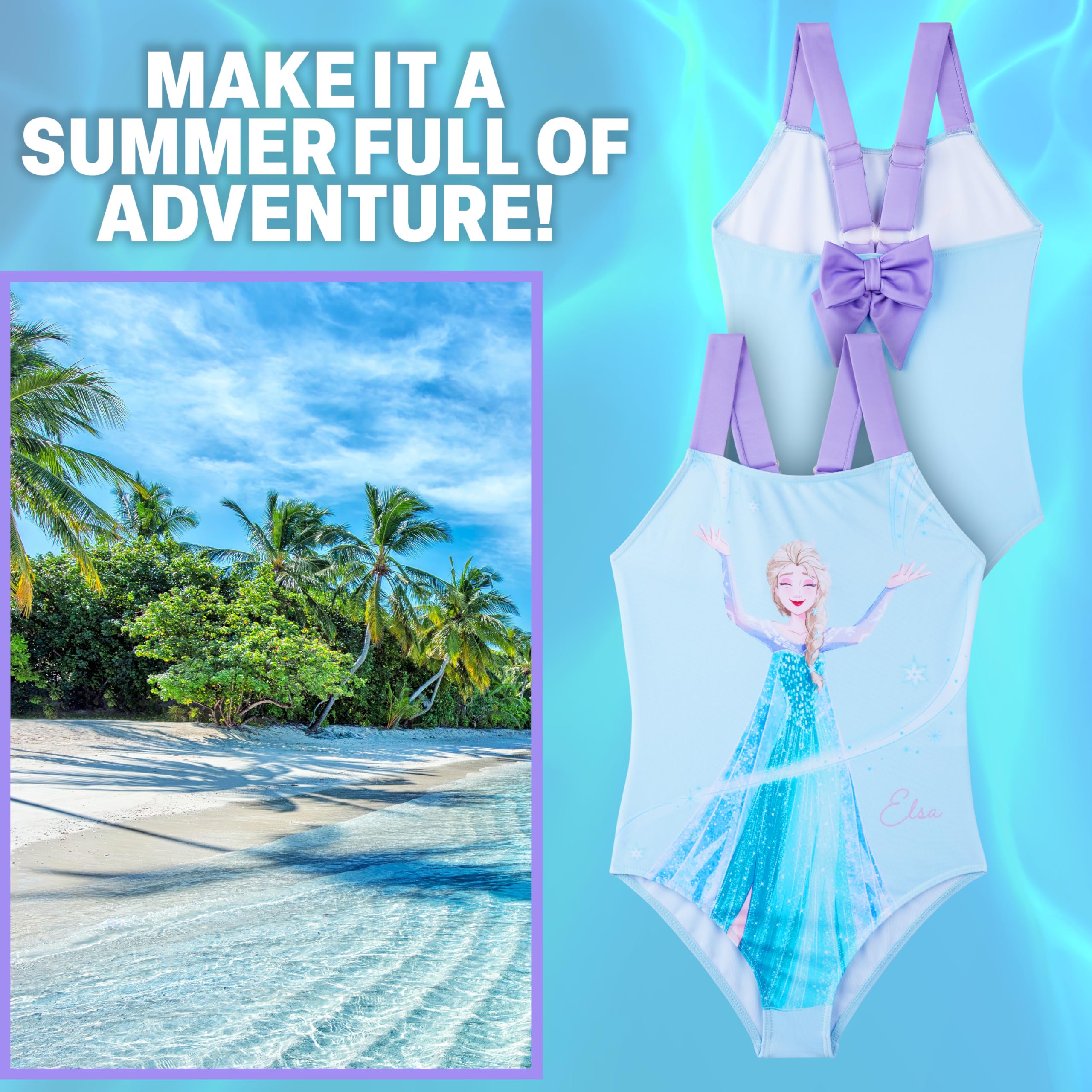 Disney Frozen Moana Little Mermaid Bañador Niña Una Pieza con Tirantes Ajustables Ropa de Baño Playa Piscina