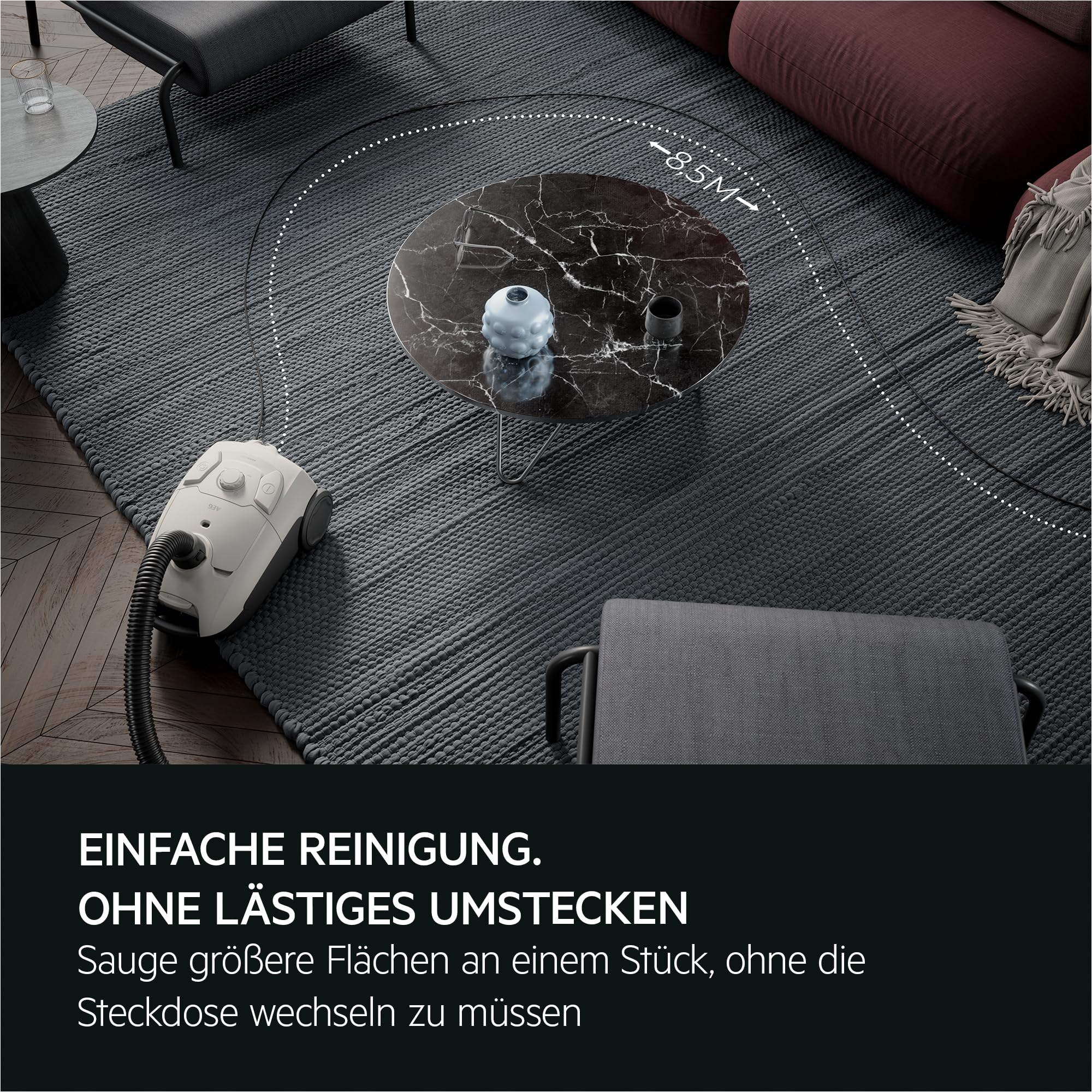 AEG CLEAN 5000 Staubsauger mit Beutel, Hohe Saugleistung, 37 % Recyclingkunststoff, AllFloor Bodendüse mit Klicksystem, 2in1 Multifunktionsdüse, 8,5m Aktionsradius, Waschbarer Hygiene-Filter, AB51C1SW