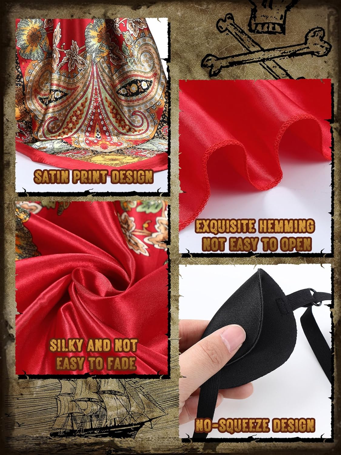 25 Pcs Women Pirate Costume Accessories Pirate Head Scarf Belt Necklace Hair Jewelry for Braids Eye Mask Pantyhose - Image 6