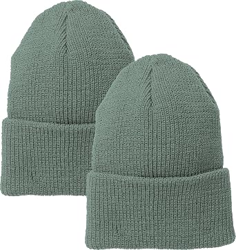 ARMYU Military Genuine GI Watch Cap Warm Winter USN Wool Beanie Solid Cuffed Army Hat 2-Pack
