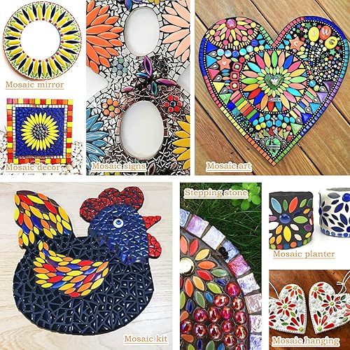 Miniatura 2 de Azulejos de mosaico de pétalos azules para manualidades a granel, piezas de azulejos de flores de 7.05 oz para suministros de manualidades de