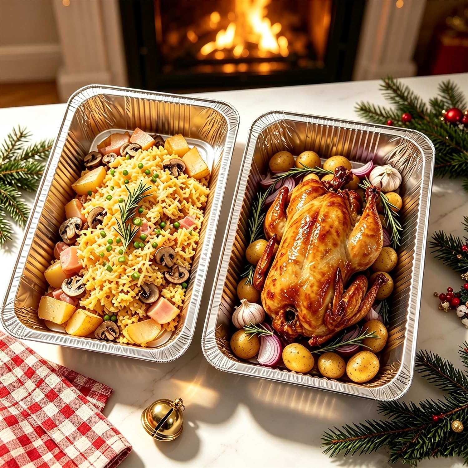 21"x 13" Full Size Aluminum Pans With Lids(15 Pack), Large Disposable Tin Foil Pans with Lids, Heavy Duty Roasting Chafing Trays for Hotels, Restaurants, Caterers, Steam Table, Buffets