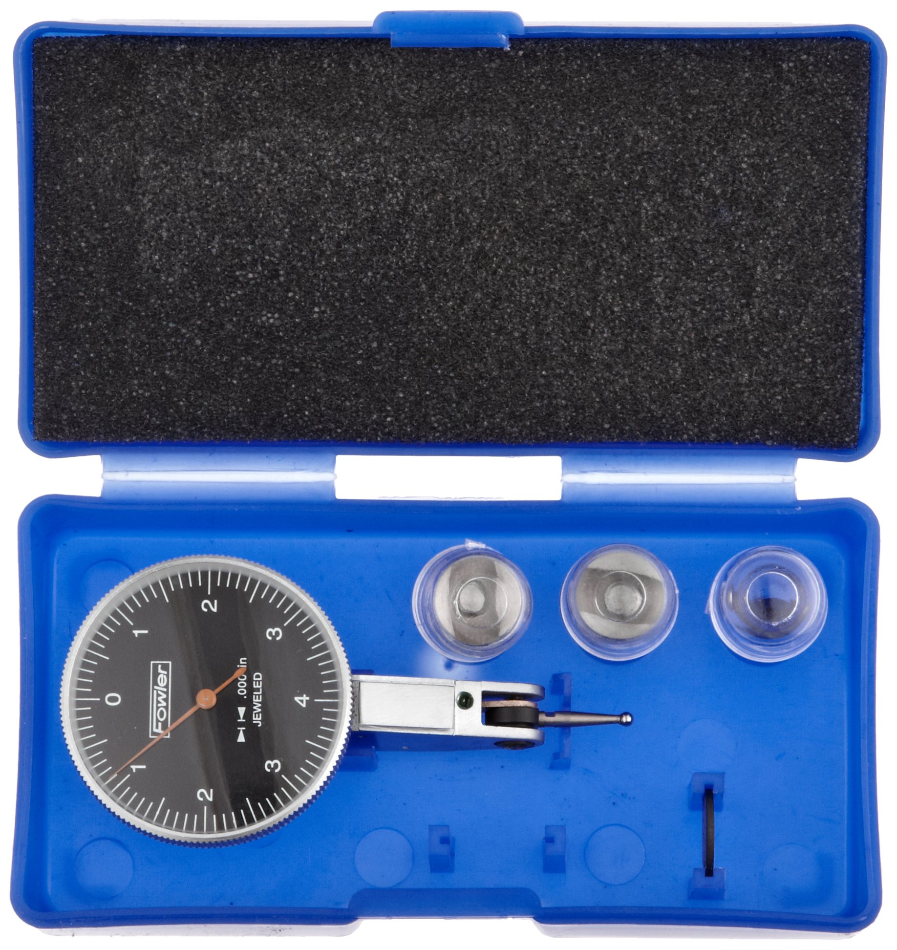 Fowler - Indicador de prueba de rostro negro con medidas de pulgada y lectura equilibrada, 0.008" Max. Measurement, 1.5" Diameter, Negro, 1