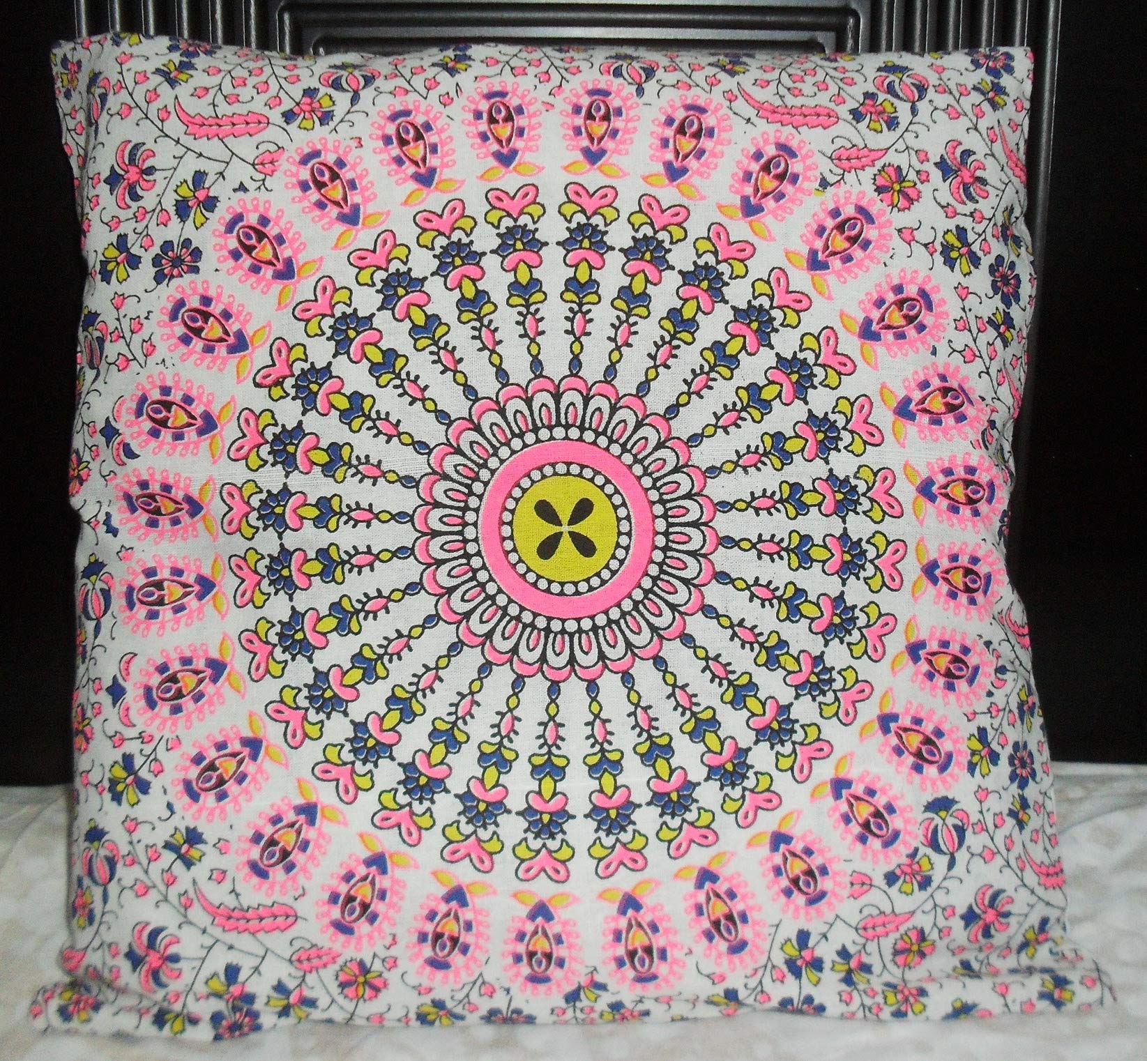 Funda Cojín Seda Mandala Elefante Indio 40x40 Cm - Estilo Étnico