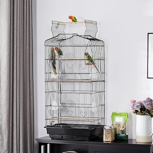 Miniatura 2 de YAHEETECH - Jaula para aves y pájaros, tamaño mediano con parte superior abierta, 41 pulgadas, jaula para periquitos, pinzones, canarios, loros