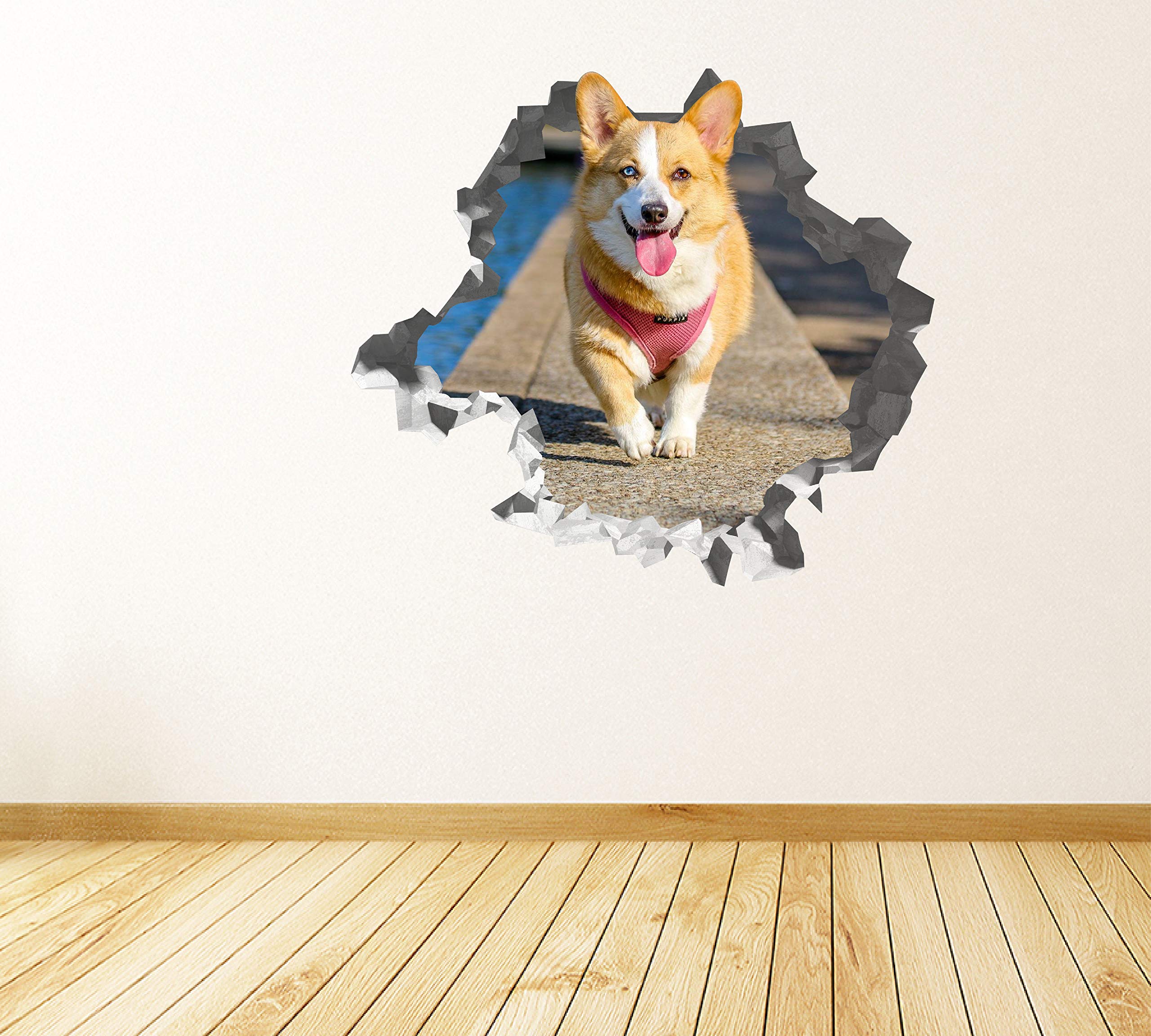 Cachorro Corgi Pegatina - Calcomania Animales - Decoración de Cuartos Niños - Sticker de Perros - Decoración Infantil - JS368 (Gigante: 127 cm x 117 cm)