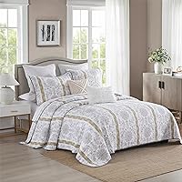 Vista 151 de Homzard King Size Quilt Set, Grey White Snowflake Striped Comforter Set,Cotton Gray Bedspread King Size, Lightweight Comforter Fall Bedding 3 Piece