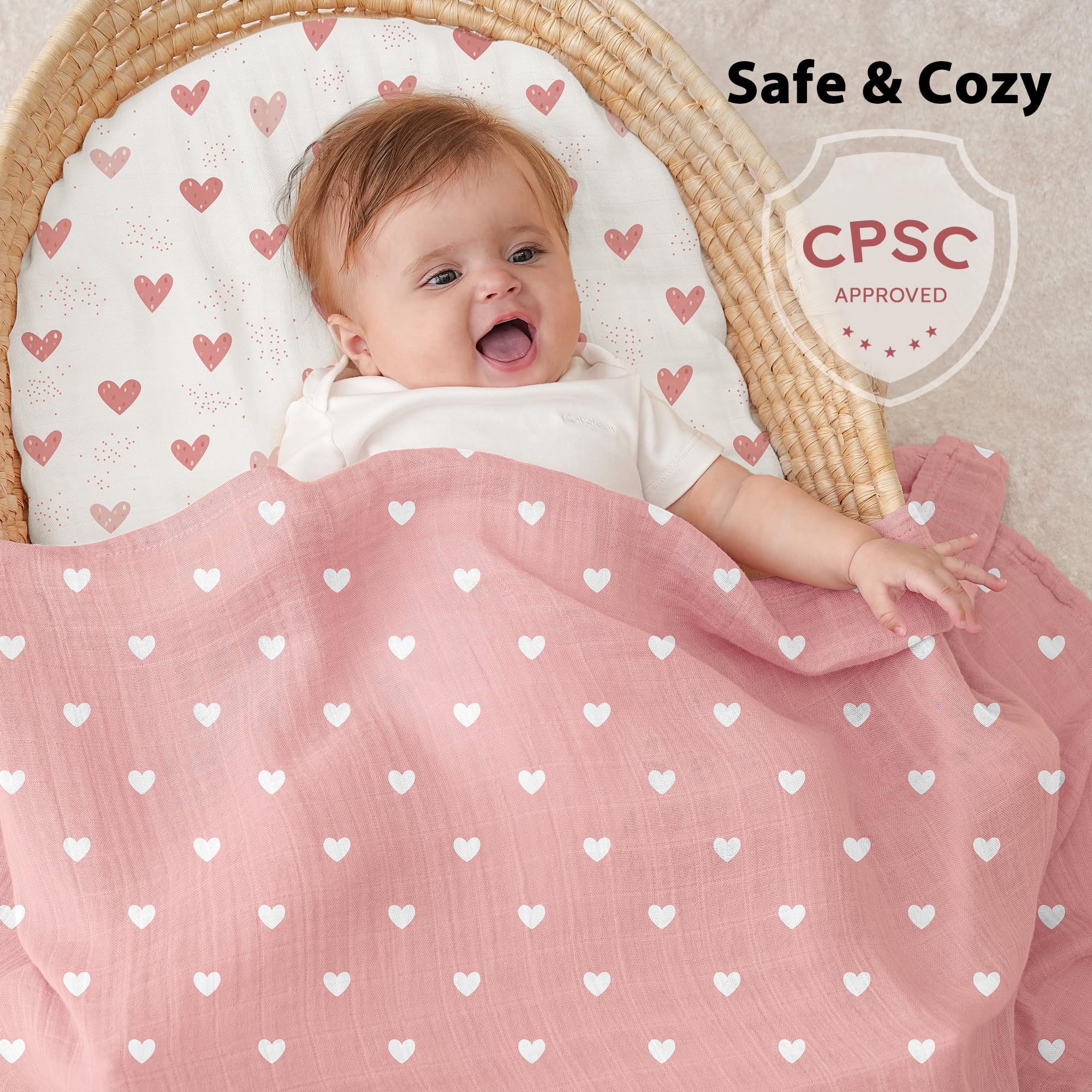Yoofoss Couverture d’Emmaillotage pour Bébé Lot de 4 Langes de Gaze de Coton et Bambou 120x120 cm pour l’Emaillotage Couche Plaid Gigoteuse Couverture Serviette Bavoir