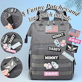 QWREOIA Diaper Bag Backpack for Dad and Mom with USB Charging Port Stroller Straps and Insulated Pocket,army military Travel Nappy Backpack (Dark Grey)