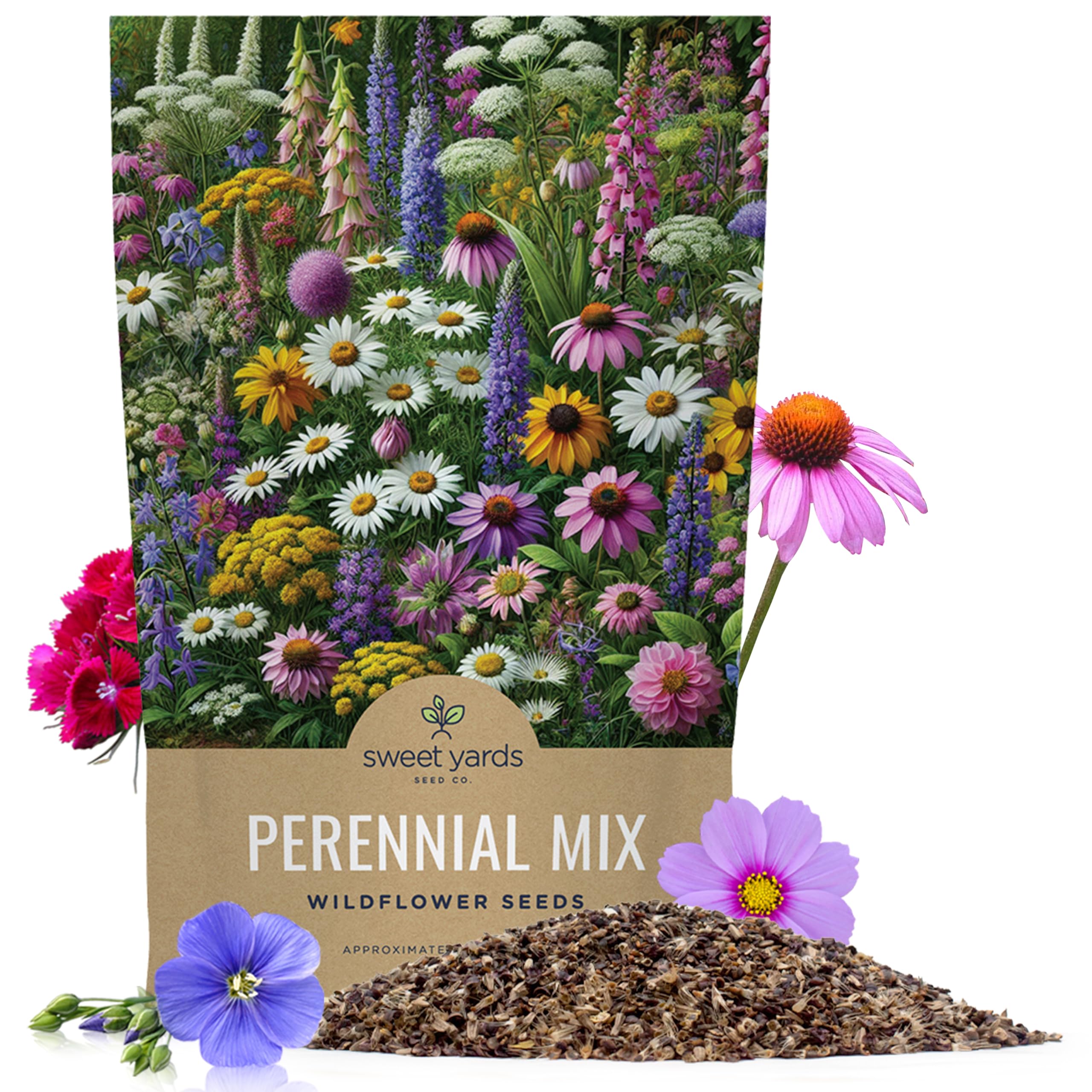 Sweet Yards Perennial Wildflower Seeds Mixture 1/4 Pound Bag