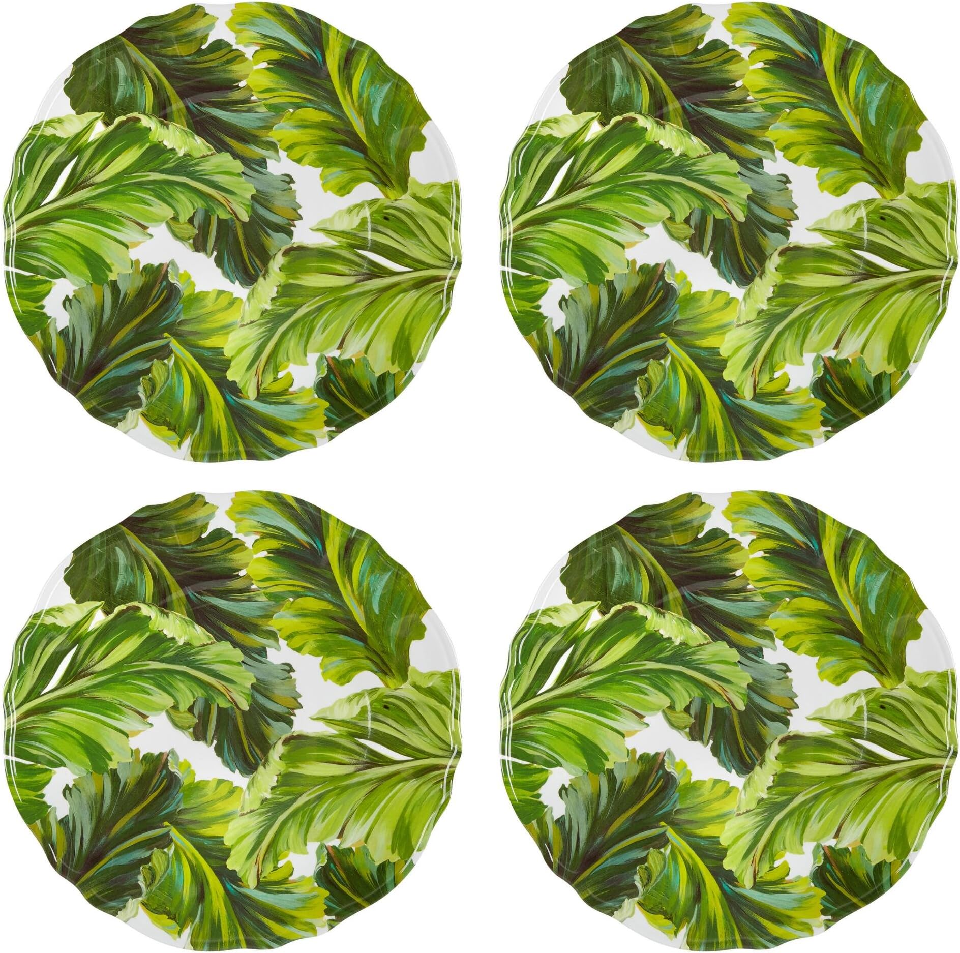 Seascapes Havana Leaf Melamine Dinner Plates, Set of 4
