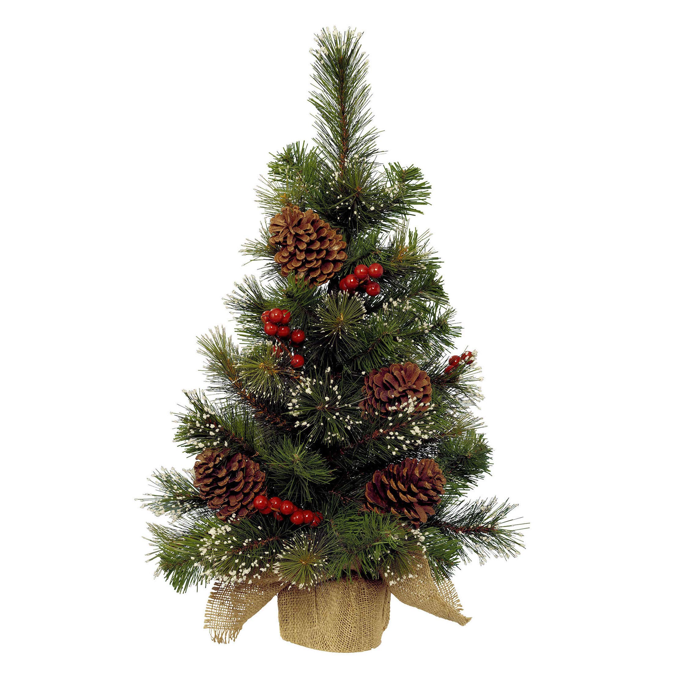 Decoris Mini Artificial Snowy Pine Cone and Berry Tree
