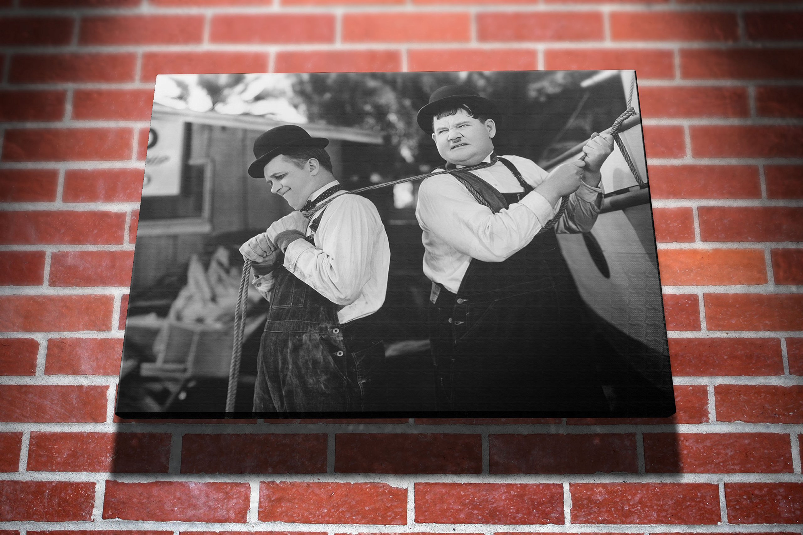 I Art Box Laurel And Hardy - Towed In A Hole Comedy Double Act Gallery Framed Canvas Art Picture Print