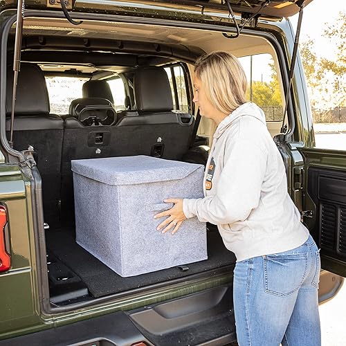 Miniatura 8 de Sammy & Lou Caja de juguetes suave de fieltro plegable para niños pequeños, organizador de almacenamiento de juguetes con asas y tapa con bisagras,