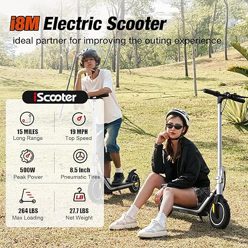Miniatura 38 de iScooter Patinete eléctrico para adultos, motor eléctrico de 800 W, alcance de hasta 25 millas, velocidad máxima de 25 MPH, neumáticos todoterreno