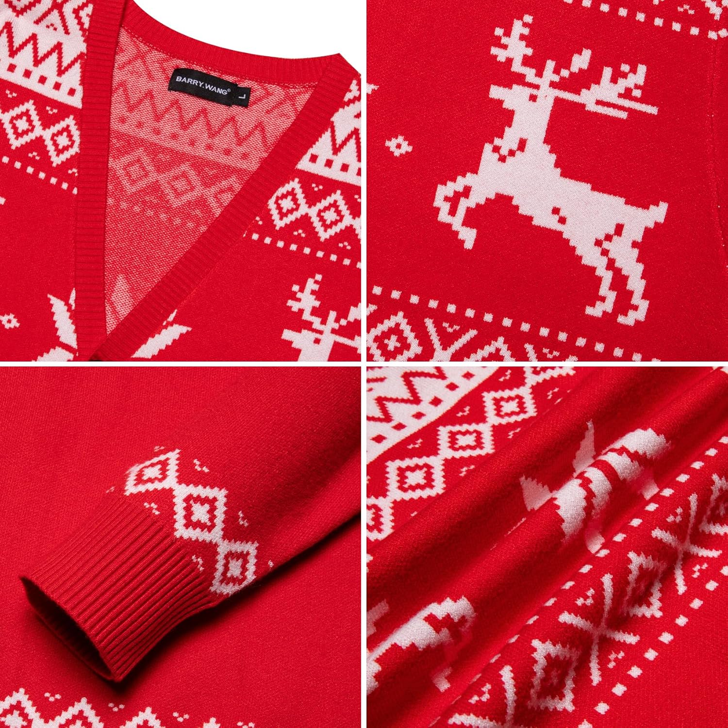 Barry.Wang Mens Cardigan Sweater Long Sleeve Casual V Neck Solid Knitwear Cardigans with Pockets Business Weekend - Image 4