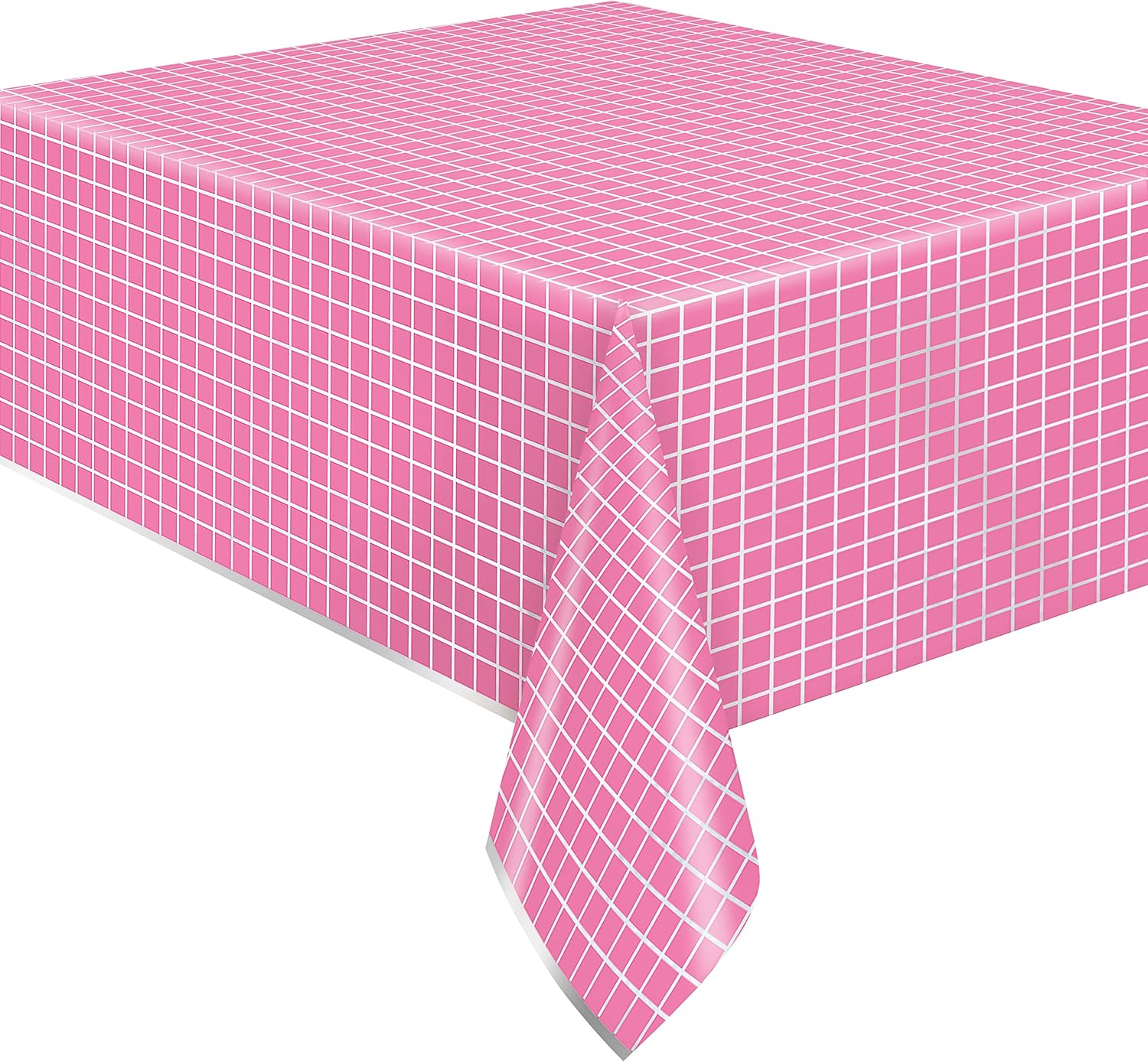 Unique 26283 プラスチックホイルテーブルクロス - 2.13m x 1.37m シルバー&amp;ブライトピンク パーテ