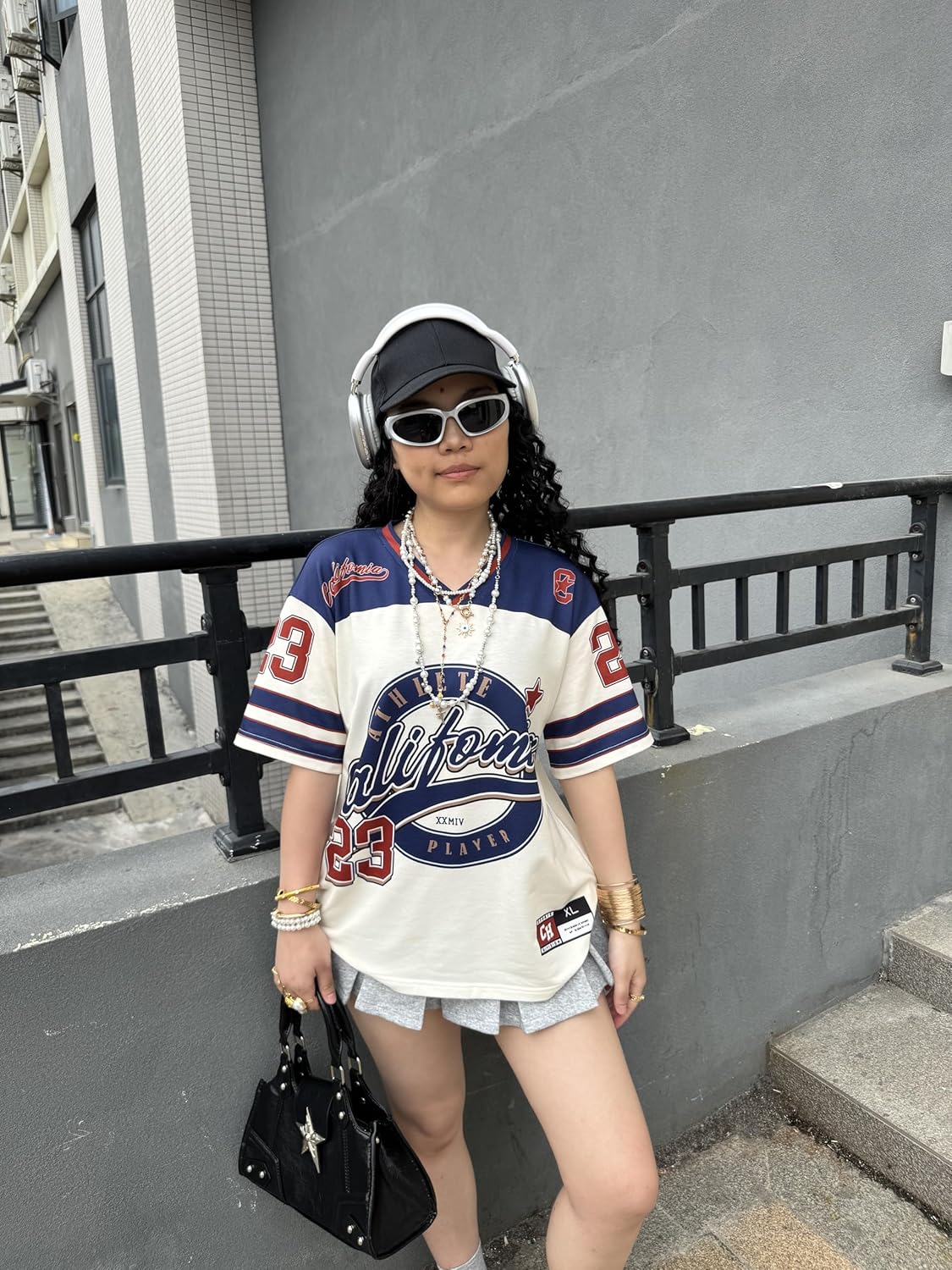 Women’s Jersey Shirts Y2k Graphic Number Oversized T Shirt Short Sleeve V Neck Casual Tees Streetwear Vintage Summer Top - Image 6