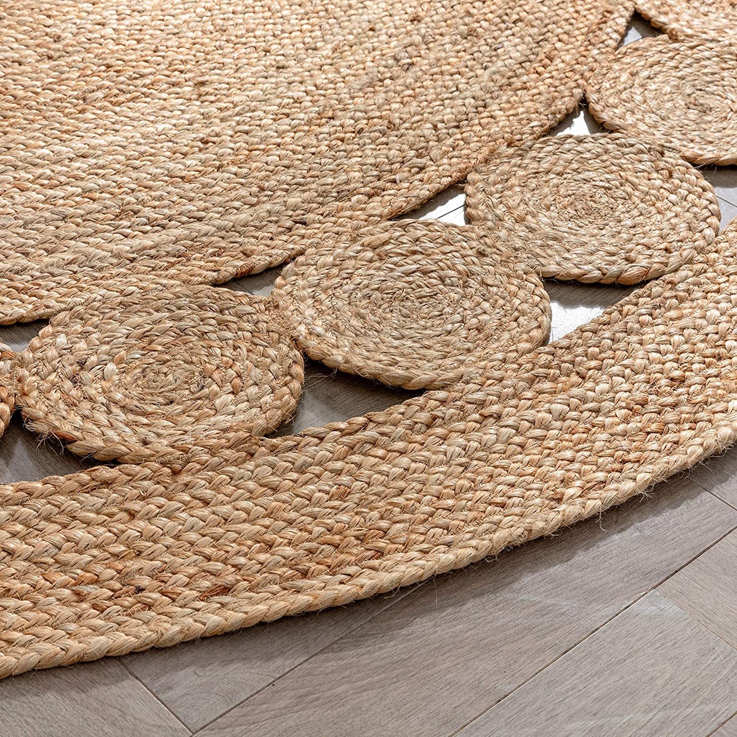 Tappeto Rotondo in 100% Juta Naturale Indiano - Soggiorno, Camera da Letto, Tappeto Corridoio e Cucina. (Natura 1, 150CM)