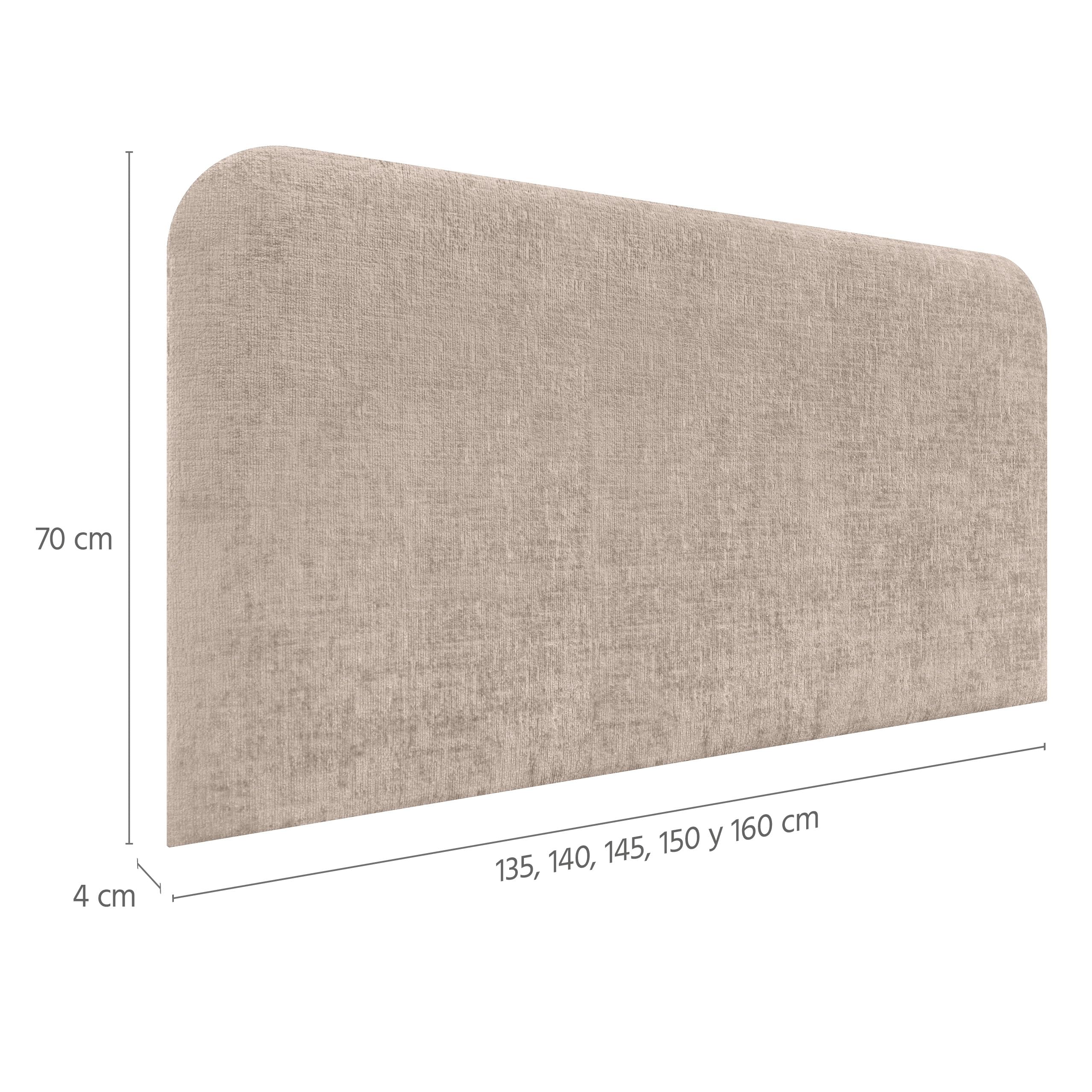 DHOME Cabecero Tapizado Liso Curvo Lana Ecológica Premium 70cm Altura para Pared Acústicos Cabeceros Absorbentes Cabezal Cama Dormitorio (Beige, 135cm)