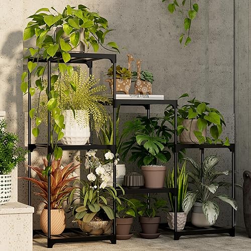 Miniatura 5 de Soporte para Plantas de Interior Estante para Plantas de Exterior Estantería Metálica para Plantas para Múltiples Plantas 7 Macetas Escalera Soporte