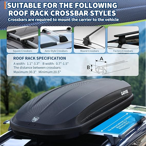 GarveeTech Rooftop Cargo Box Carrier,Dual-Side Opening Roof Luggage Storage