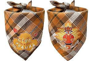 Thanksgiving Dog Bandana 2 Pack - Fall Dog Bandana with Turkey Maple Leaf Pattern