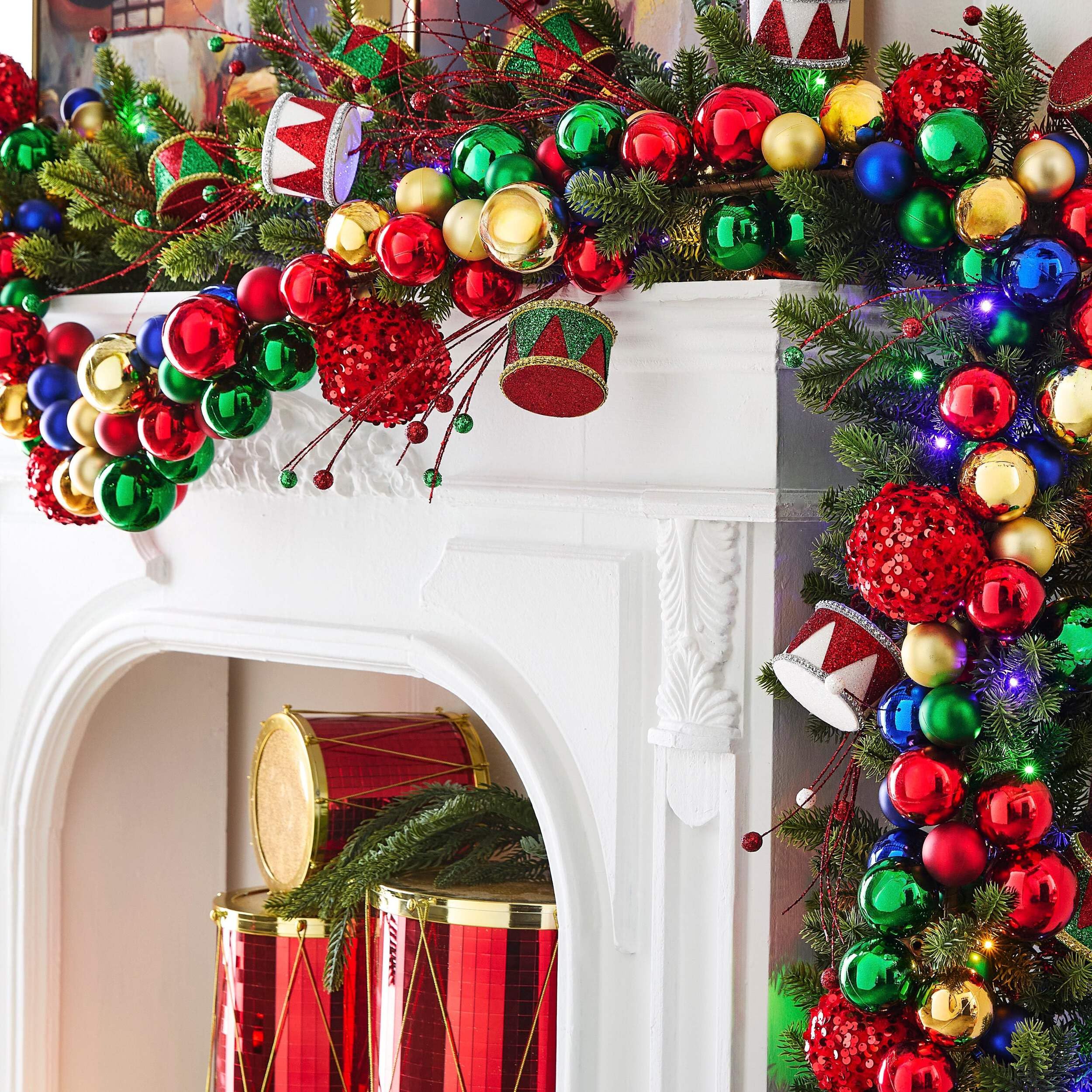 Amazon.com: Raz Imports Red Green and Gold Ball Christmas  7 Foot Miniature Jingle Bell Garland Red Blue Green Gold Holiday Decor Christmas main image 0