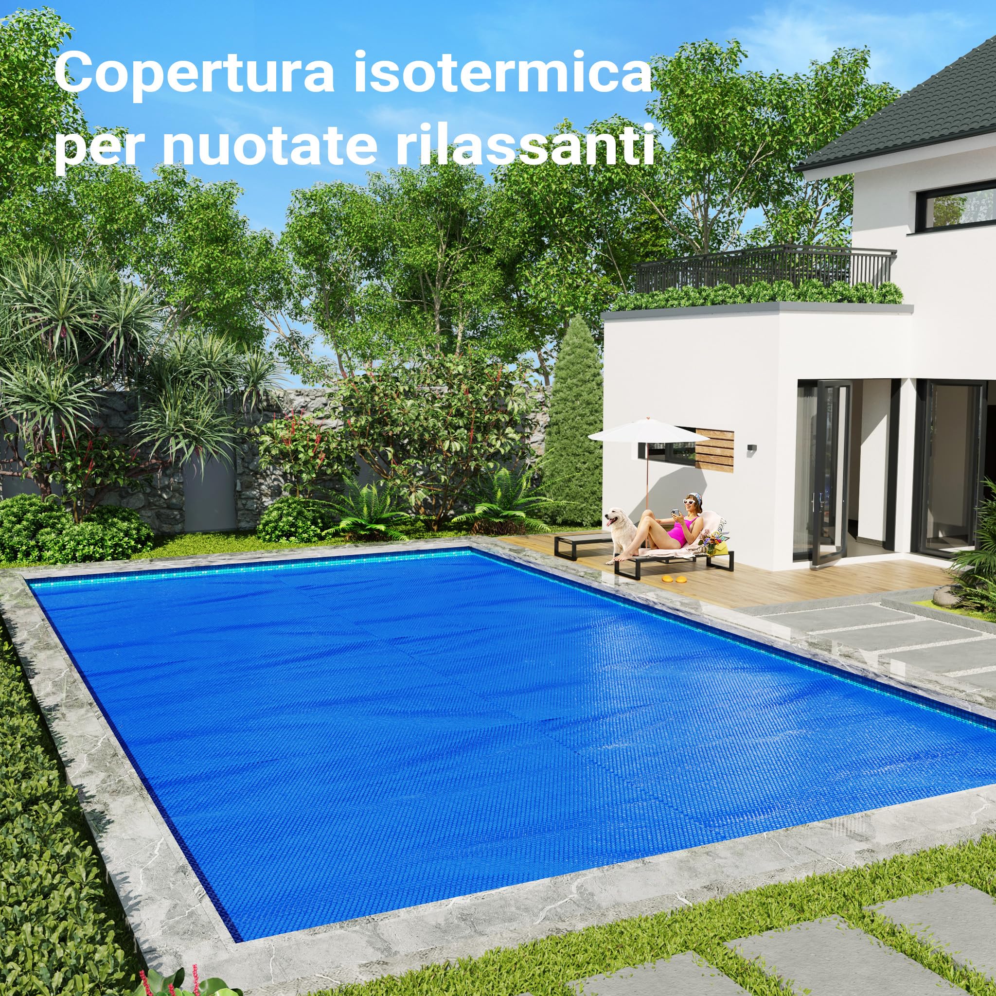 Pellicola solare per piscina 4x6m blu Copertura per piscina Telo solare riscaldante per piscine