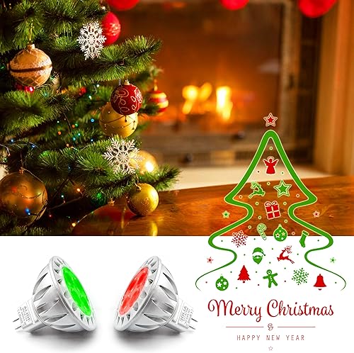 Miniatura 2 de ALIDE Bombillas LED MR16 GU5.3 rojo verde 7 W, reemplazar 50W-75W halógeno, 12V 7W rojo verde MR16 para decoración navideña de Halloween,