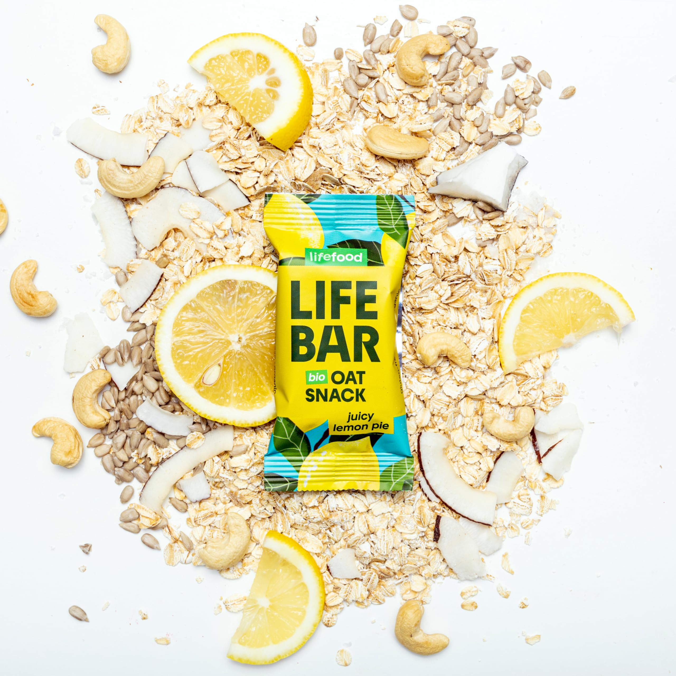 Lifebar Haferriegel, Hafer Riegel, Haferflocken Riegel, Hafer Snack Vegan Bio Glutenfrei by Lifefood (Zitrone)