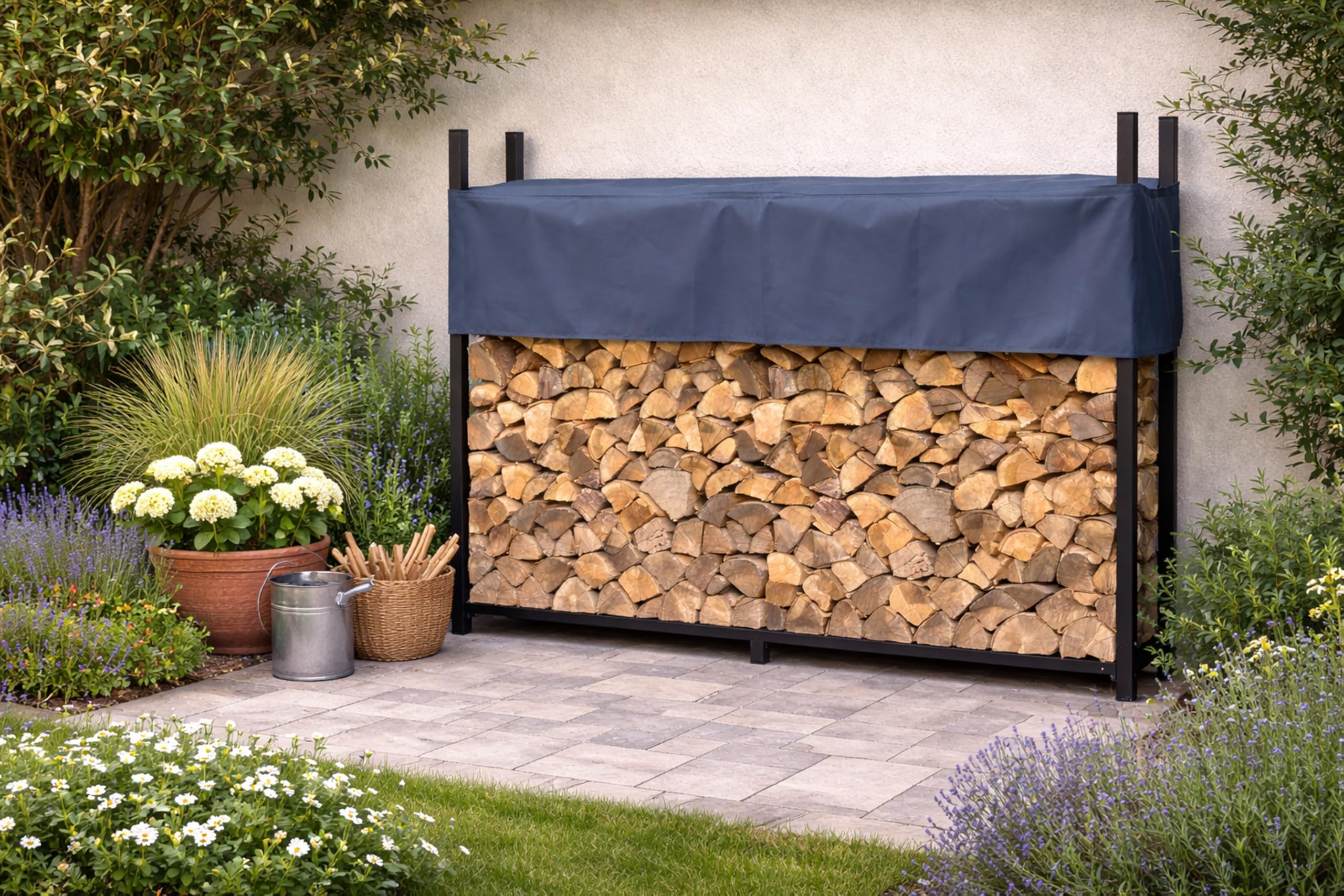 Étagère en métal pour Bois de cheminée Gris Anthracite 200 x 25 x 115 cm QUICK STAR