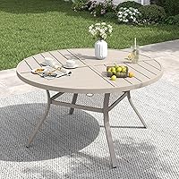 Vista 46 de Mesa de comedor para exterior, mesa cuadrada para terraza con orificio para sombrilla