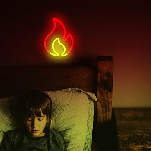 Miniatura 8 de Señal de neón de llama, señal de luz led de llama para decoración de pared, luz en forma de llamas colgantes, señal de neón de fuego alimentada por