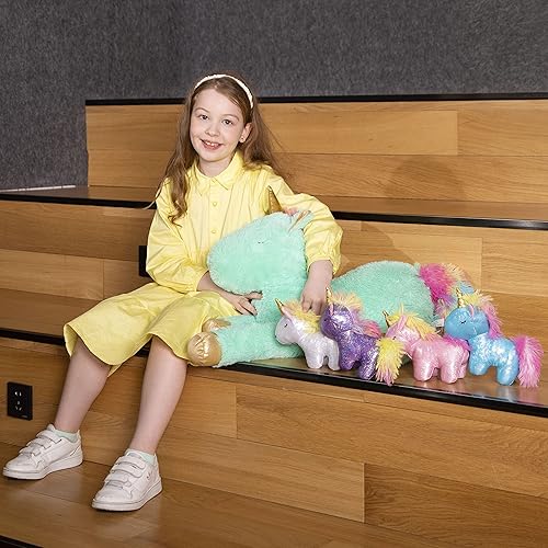 Miniatura 3 de Tezituor Animales de peluche de dragón de doble cabeza, juego de 5 juguetes de peluche de dinosaurio, mamá dragón con 4 dinosaurios bebés en el