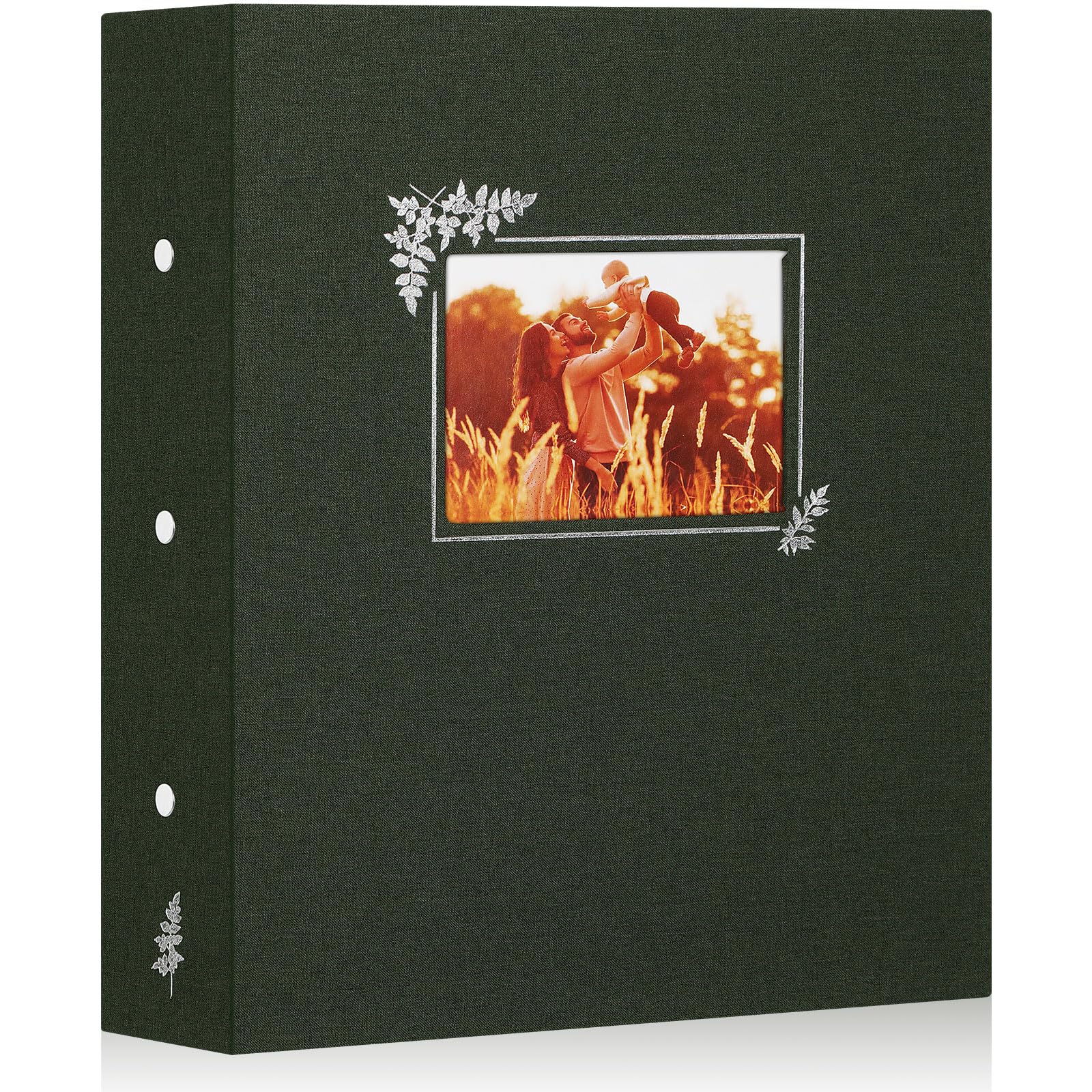 Lanpn Photo Album 11.5 x 15 cm 11 x 15 cm 600 cm High Capacity Linen Photo Album Horizontal Vertical Pockets (Green)