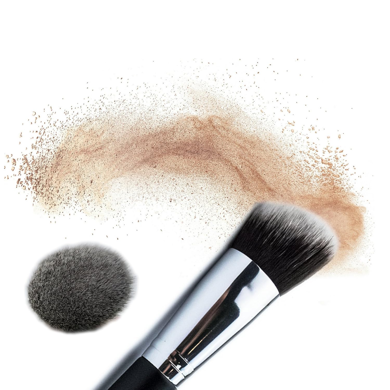Foundation Brush - Angled Kabuki for Contouring And Applying Liquid - Powder and Cream Foundation - Vegan Friendly
