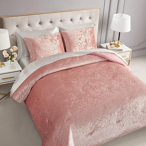 Miniatura 3 de Juicy Couture Juego de edredón y funda de terciopelo triturado tamaño individual, juego de ropa de cama individual de 2 piezas, (1) edredón de 68 x