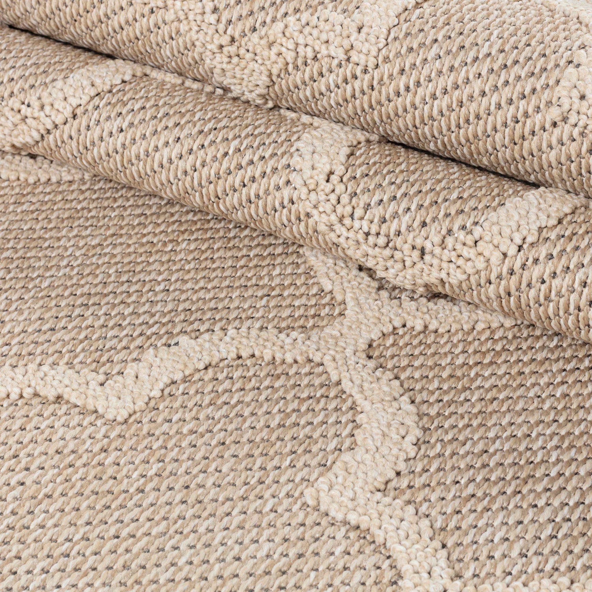 Carpetsale24 Tappeto da esterni, colore beige, disegno scandinavo, 110712, tappeto rettangolare, Tappeti per terrazzo-balcone o cucina, 160 x 230 cm