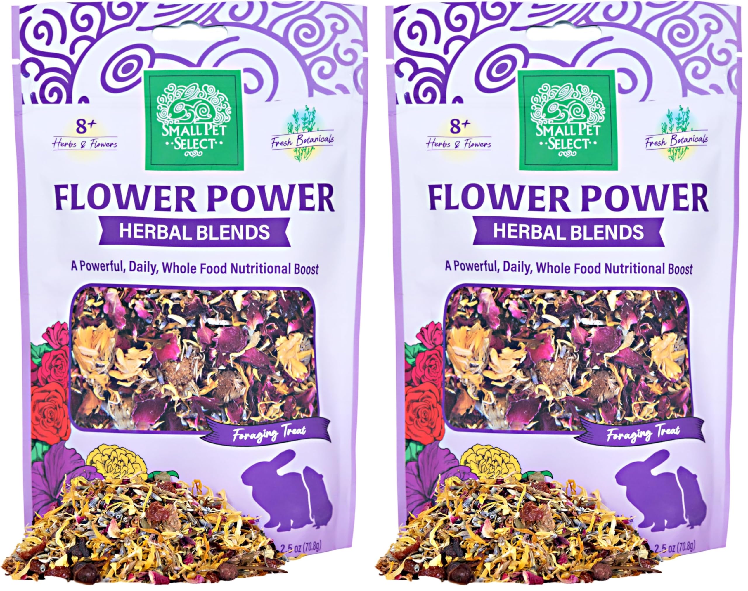 Small Pet Select - Flower Power Herbal Blend, a Natural Herbal Treat for Rabbits and Guinea Pigs, 2.5oz (Pack of 2)
