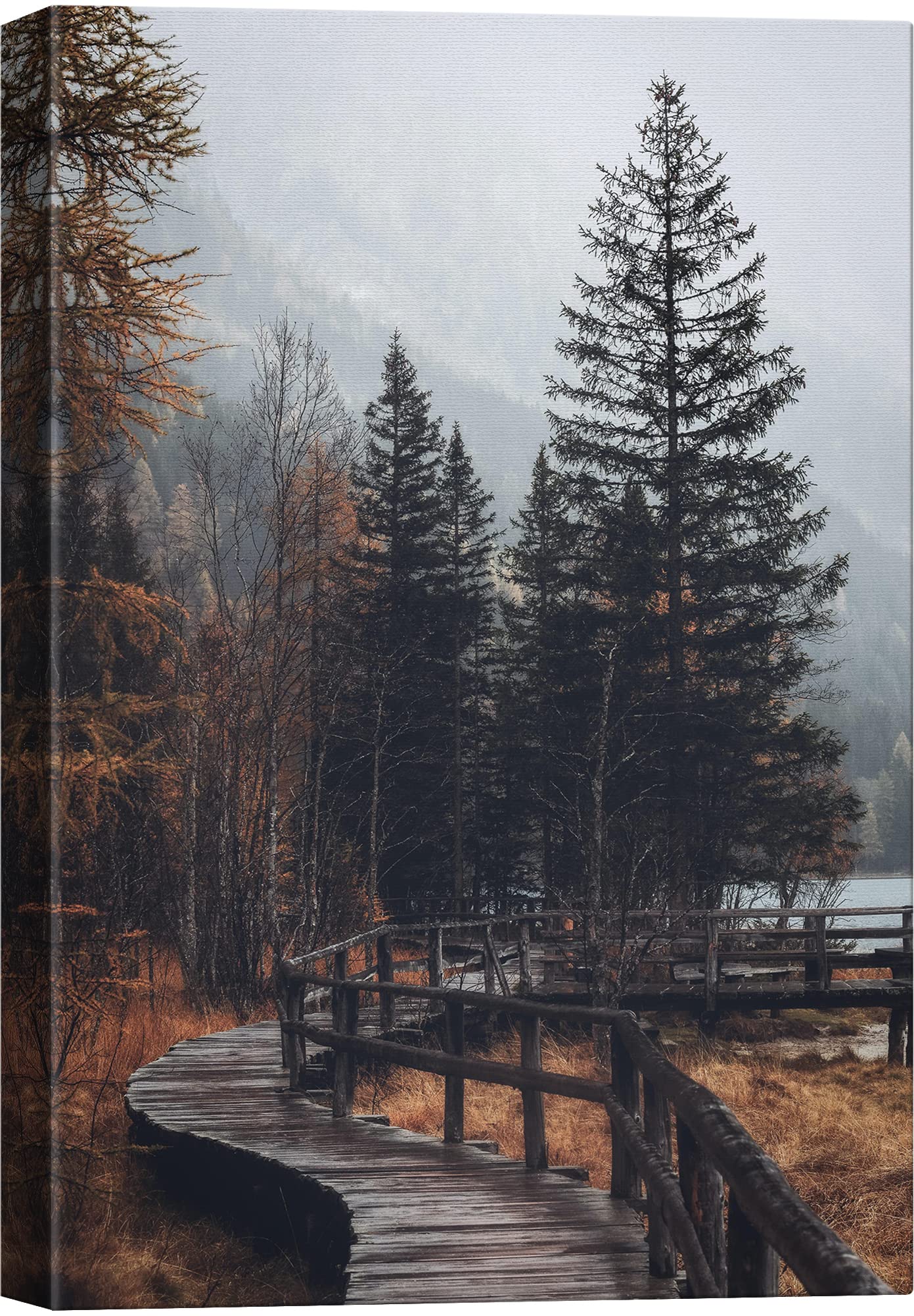 SIGNWIN Canvas Wall Art Autumn Dramatic Forest Landscape Living Room Orange Photography Rustic - 24x36 inches