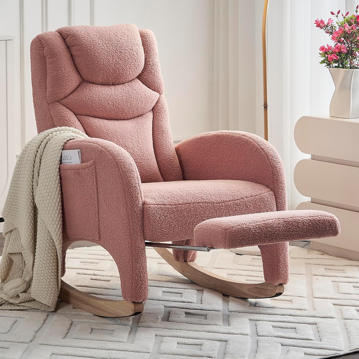 Rocking Chair with Foot Rest, Nursery Glider Teddy Martinique Ubuy