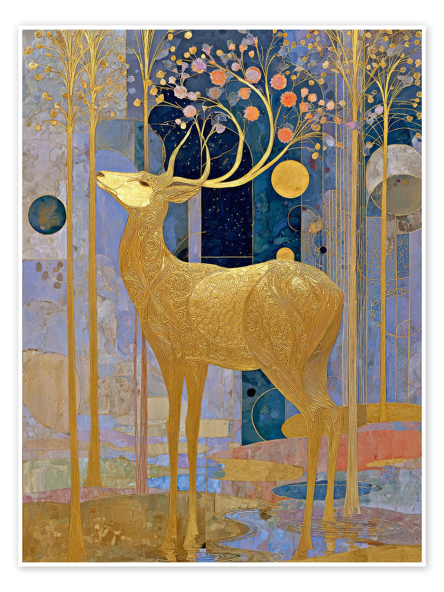 Тhe enchanted forest Plakat | 100 x 130 cm DejaReve Złoty Obrazy Dekoracja ścienna