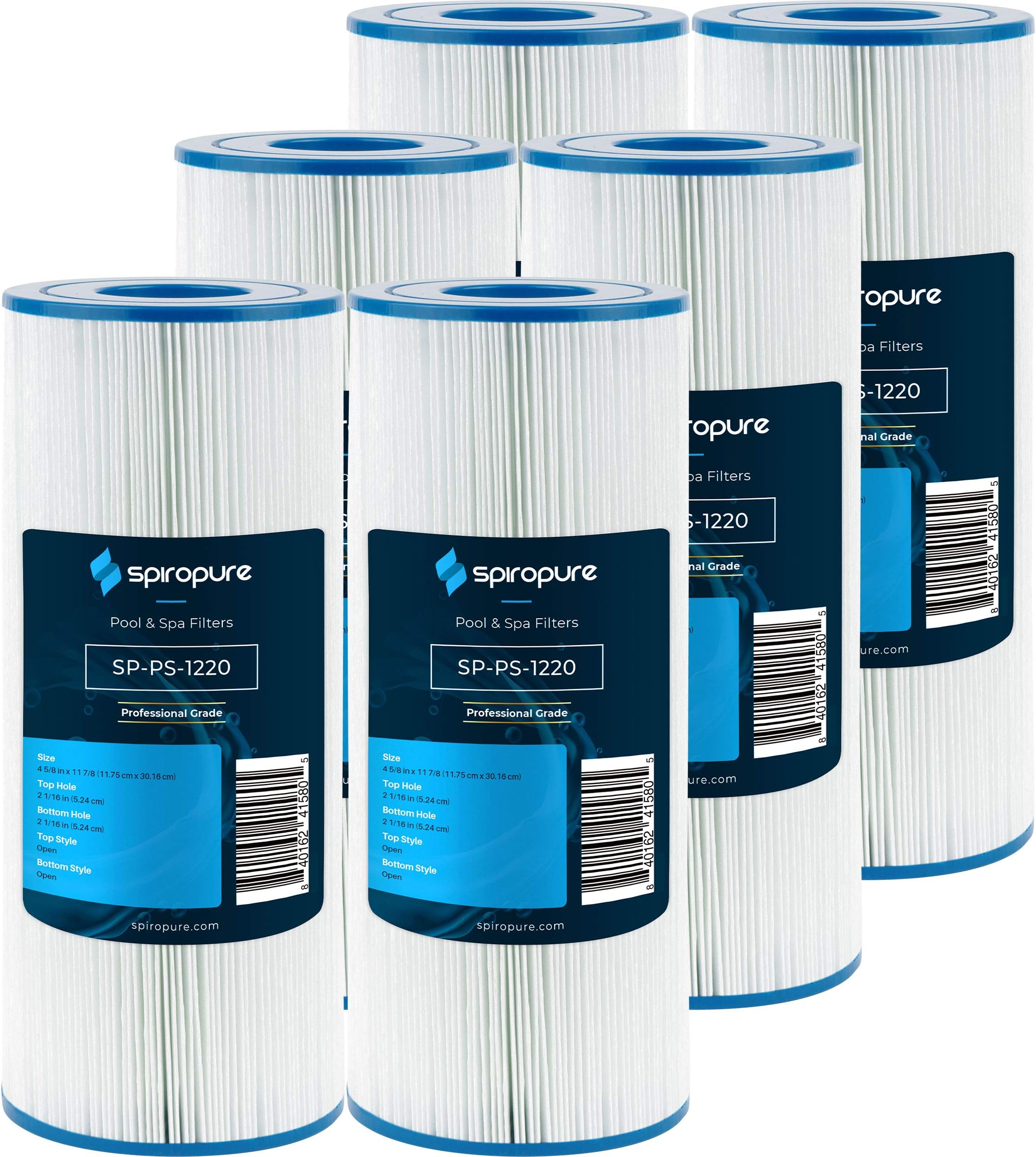 SpiroPure Replacement for Pleatco PA225 Unicel C-4325 Filbur FC-1220 Hayward CX225RE Micro Star Clear C225 Hot Tub Spa Pool Filter Replacement Cartridge (Case of 6)