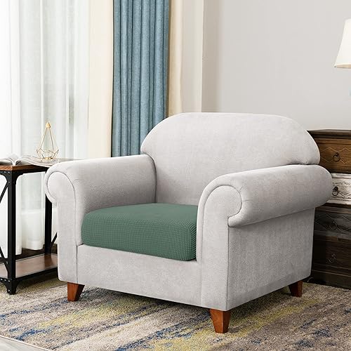Vista 245 de CHUN YI - Funda elástica de cojín para sofá biplaza, funda de asiento de sofá con tela jacquard de elastano (mediana, color verde azulado) Verde