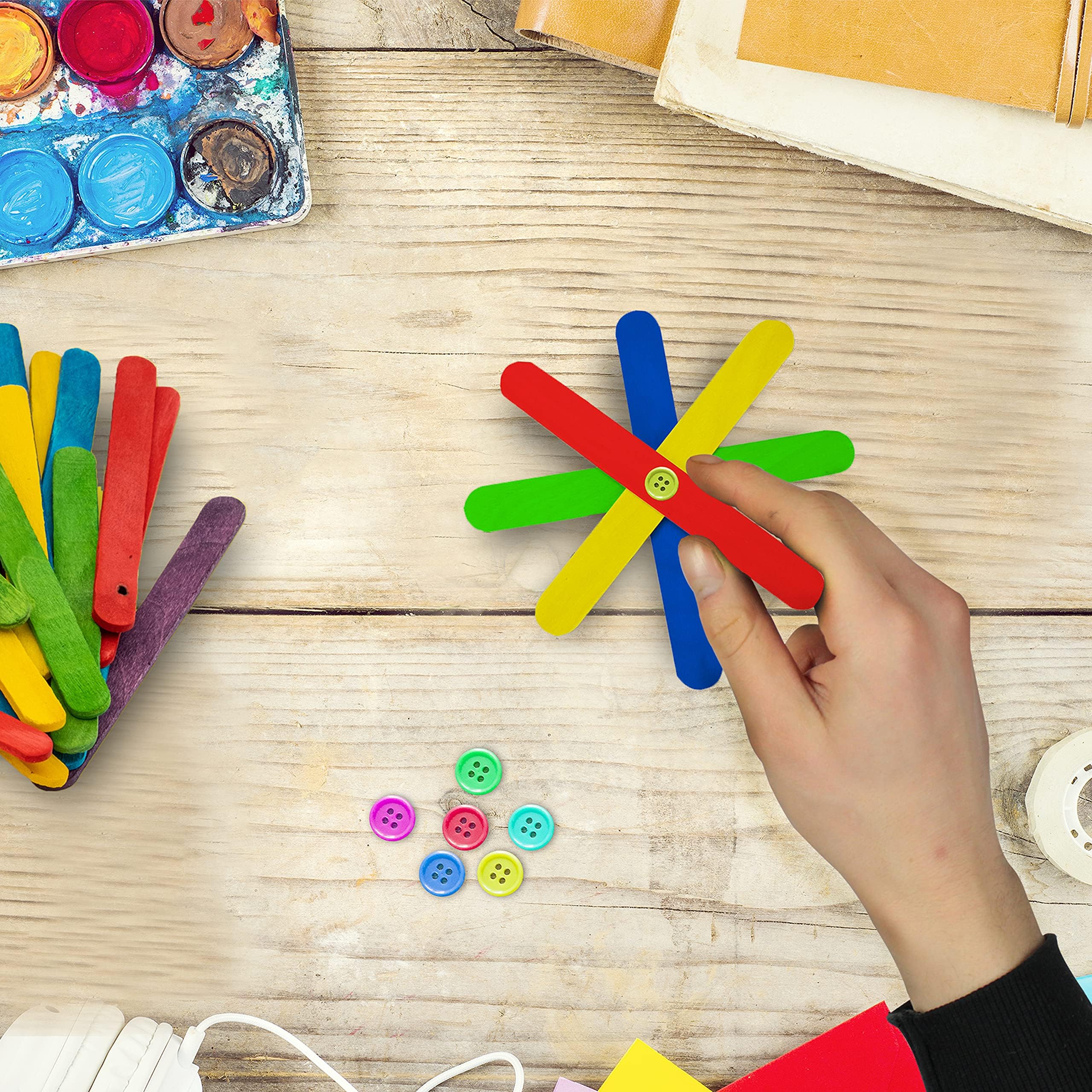 Belle Vous Baton de Lecca-lecca in legno naturale (confezione da 300) – 1,6 x 14,8 cm – Bastone di ghiaccio in legno massiccio liscio – per progetti artistici, lavori manuali per bambini e etichette